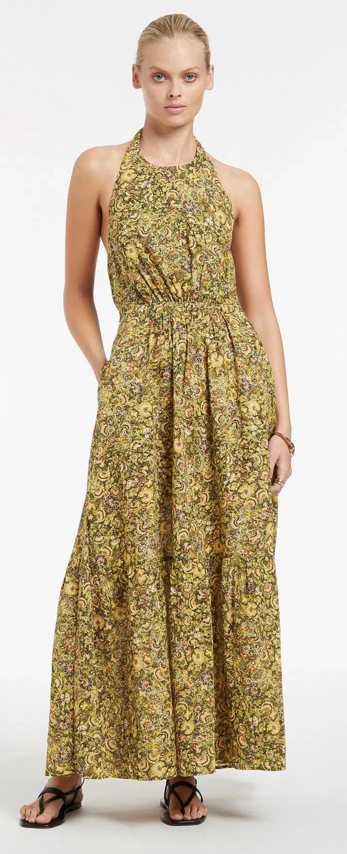 Jets Majorelle Tie Back Maxi Dress Print Size M - Image 1
