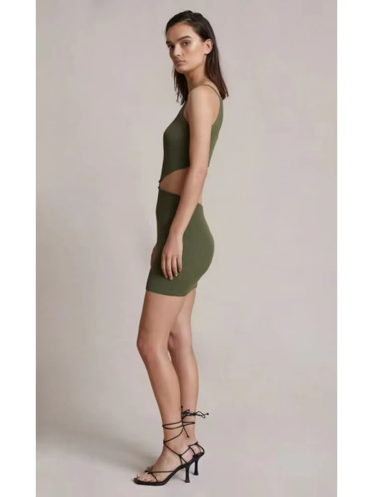 Bec & Bridge Olive Mason Knit Mini Dress Green Size AU 6  - Image 3