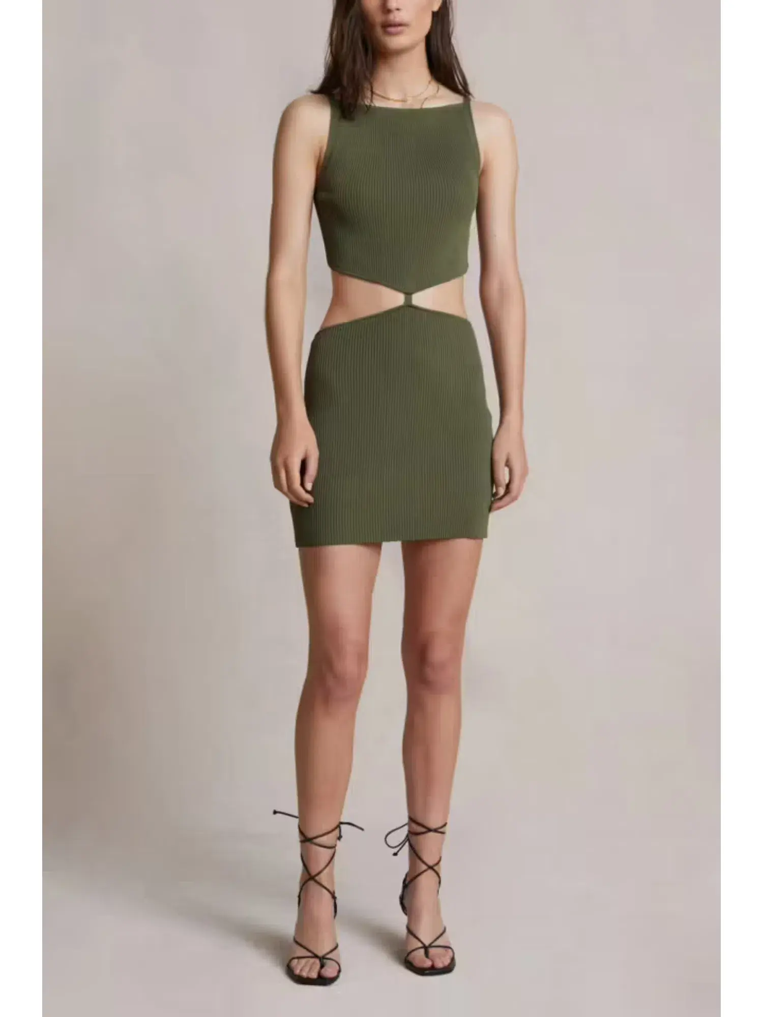 Bec & Bridge Olive Mason Knit Mini Dress Green Size AU 6  - Image 1