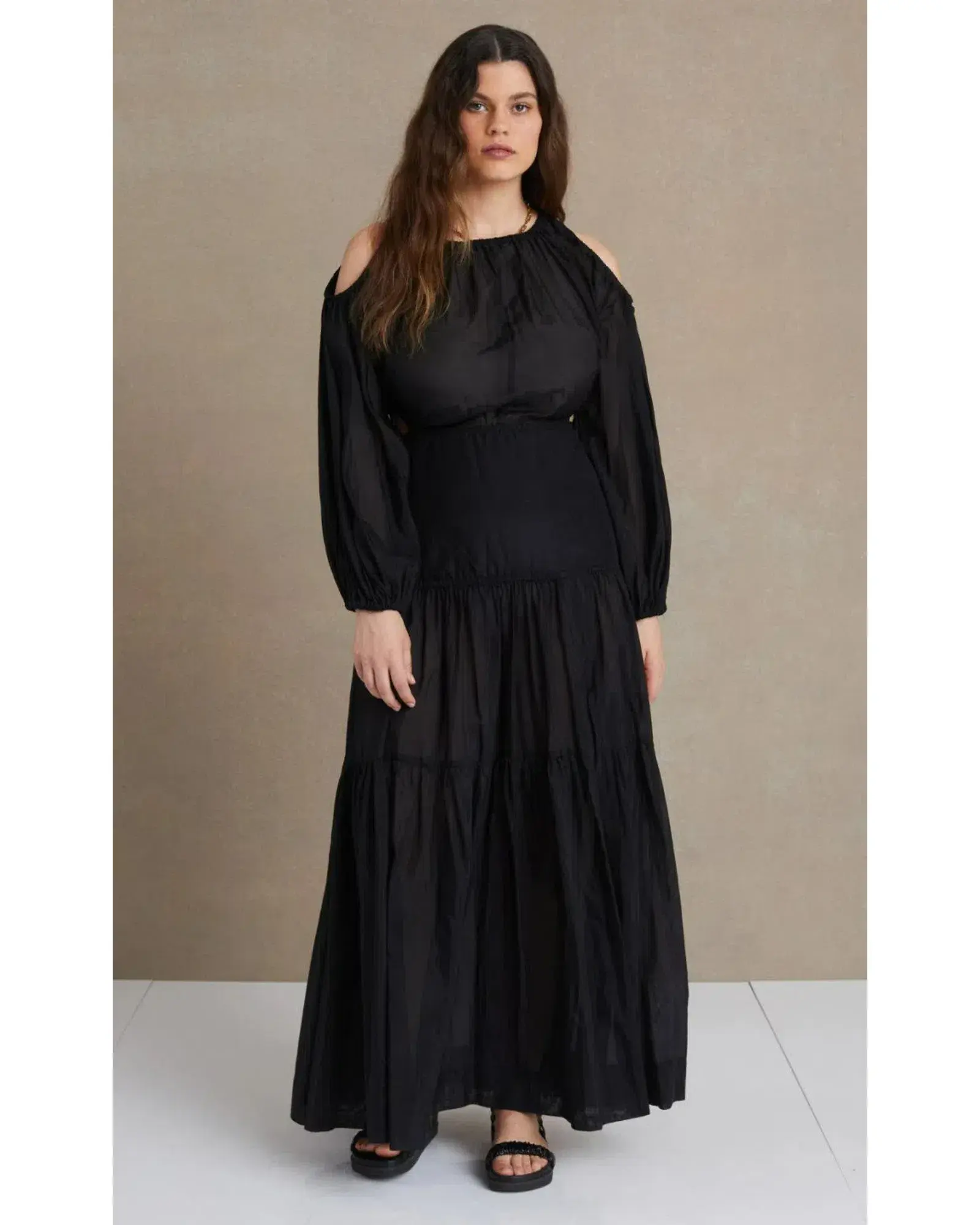 Bec & Bridge Black Papillon Long Sleeve Midi Dress Black Size AU 8  - Image 1