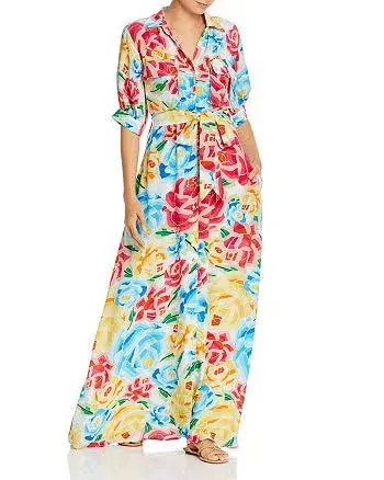 All Things Mochi Marie Floral Silk Maxi Dress Size M - Image 1