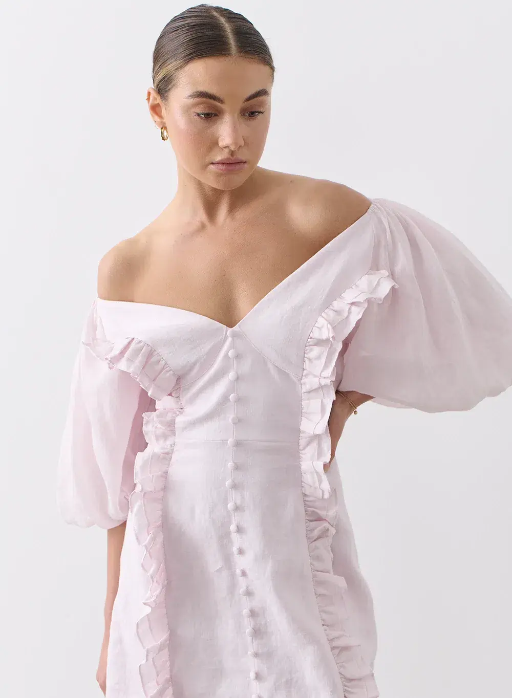 Joslin Studio Annabelle Linen Ramie Mini Dress Pink Size 6 - Image 3