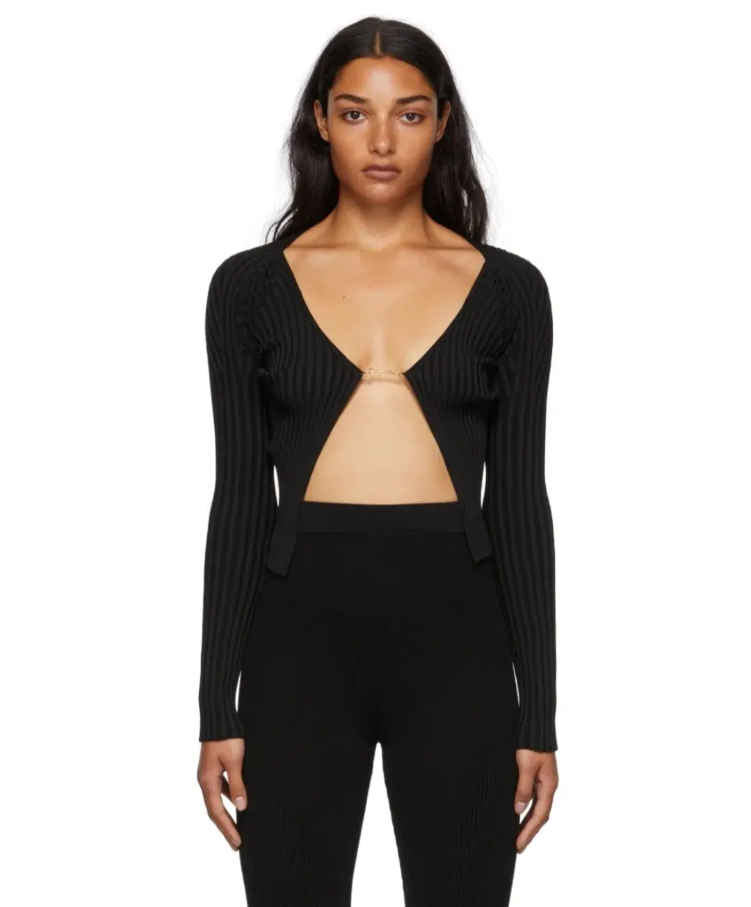 Jacquemus La Maille Pralù Longue Cardigan Black Size 6 - Image 2