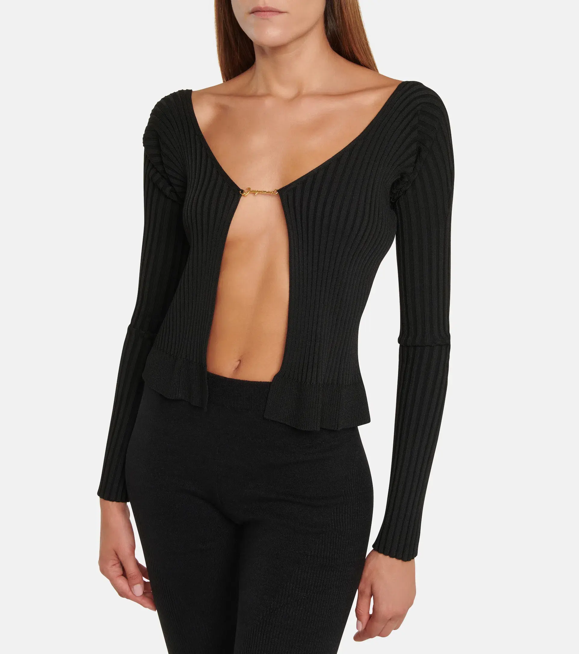 Jacquemus La Maille Pralù Longue Cardigan Black Size 6 - Image 4