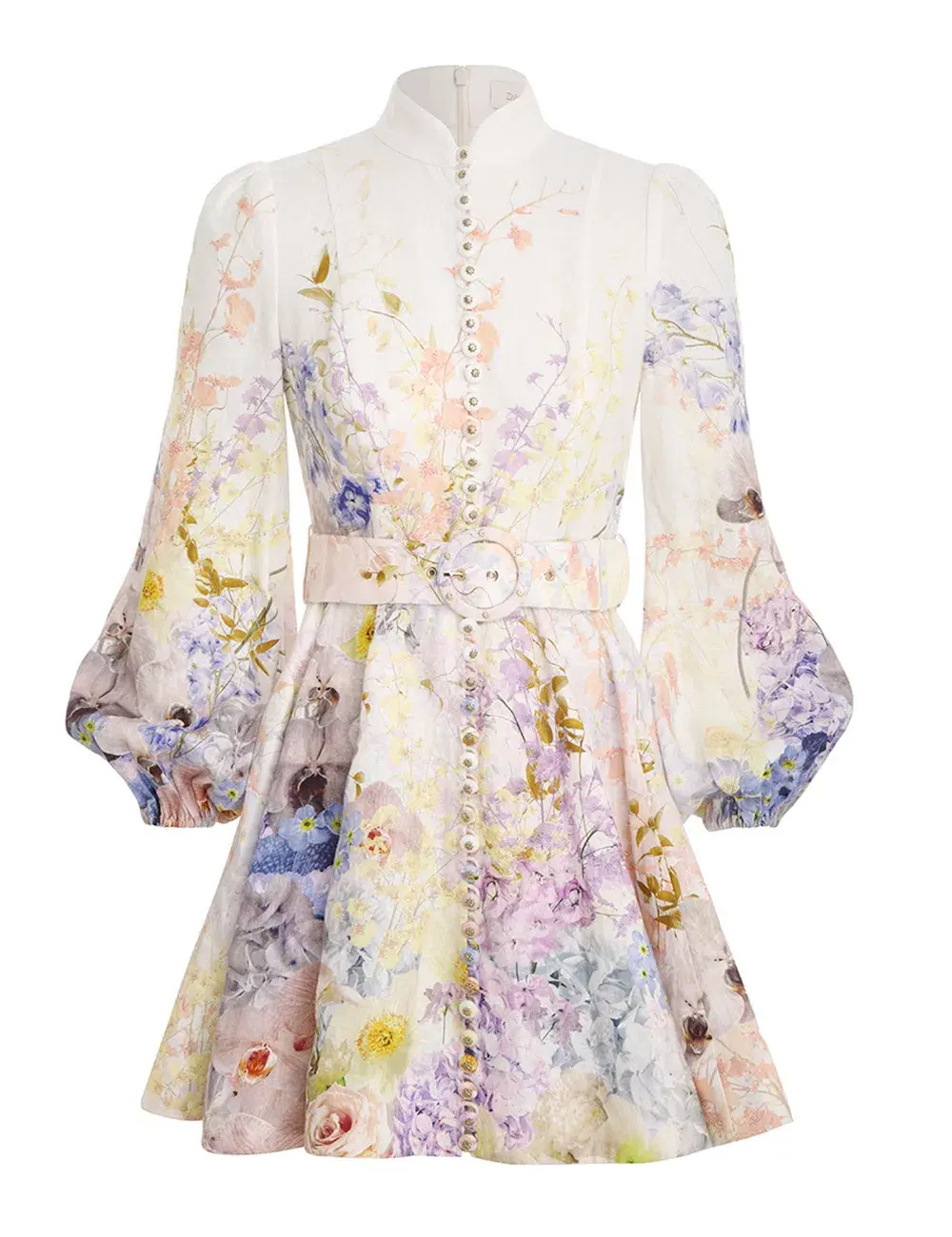 Zimmermann Rhythmic Buttoned Mini Dress Citrus Garden Print Size 2 / AU 12 - Image 3