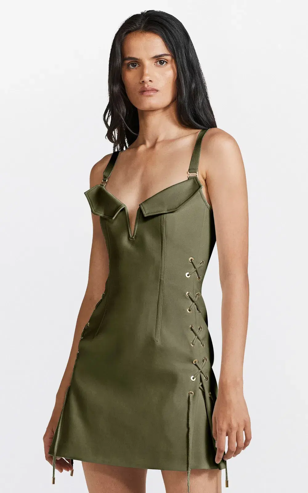 Dion Lee Laced Bonded Mini Dress Green Size 8 - Image 4