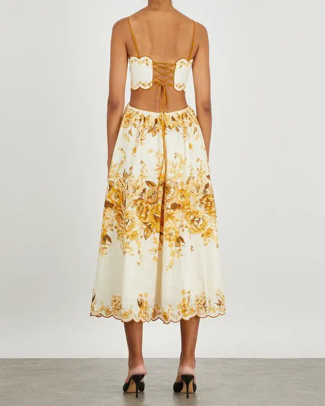 Zimmermann Aliane Scallop Midi Dress Print Size 1/Au 10 - Image 2