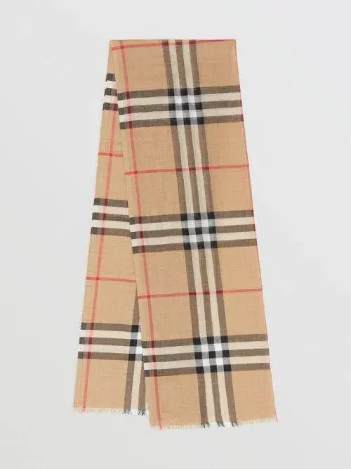 Burberry Lightweight Check Wool Silk Scarf  - Image 3