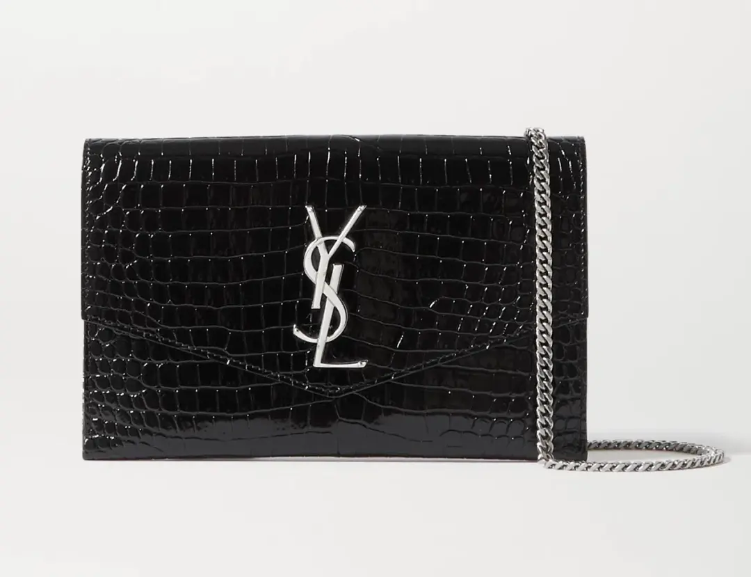 Saint Laurent Croc Leather Shoulder Bag Black for rent on The Volte - main image