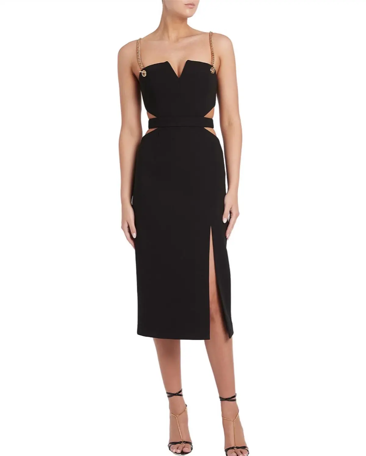 Rebecca Vallance Iman Cut Out Midi Dress Black Size 8 - Image 1