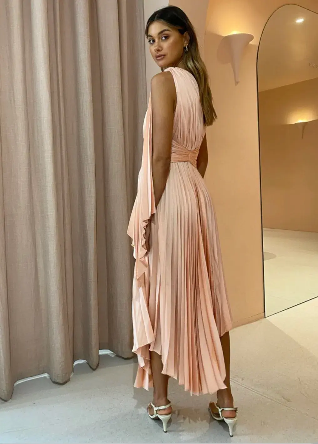 Acler Kalora Dress Peach Size 6 for rent on The Volte - main image