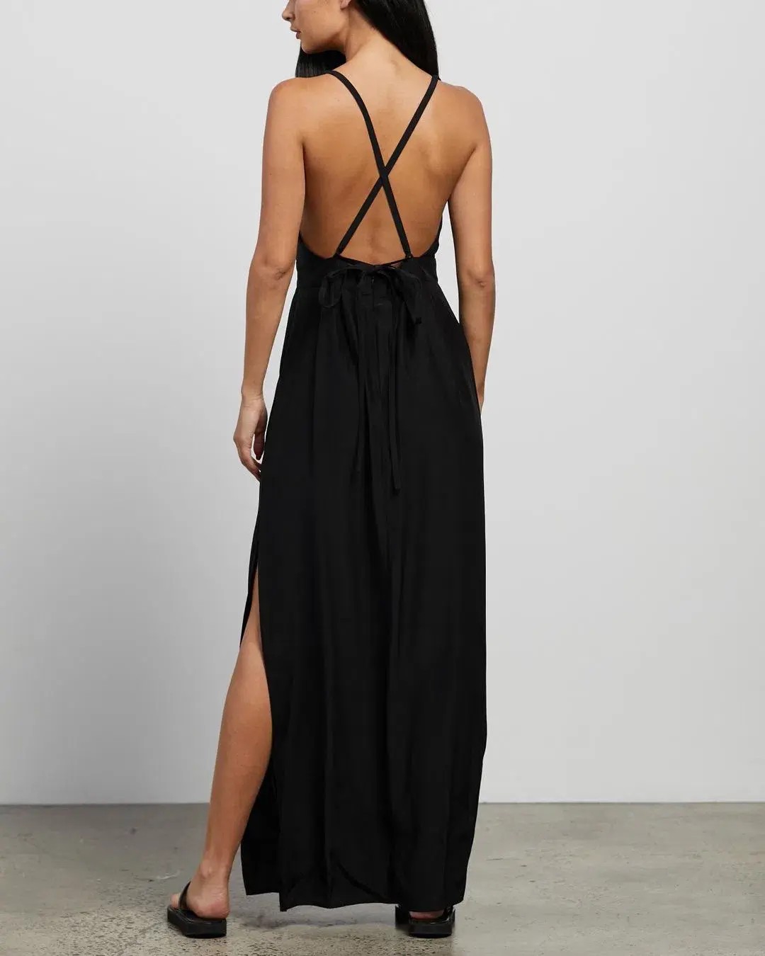 Matin Backless Silk Dress Black Size 10  - Image 2