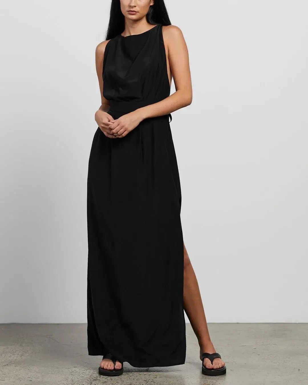 Matin Backless Silk Dress Black Size 10  - Image 3