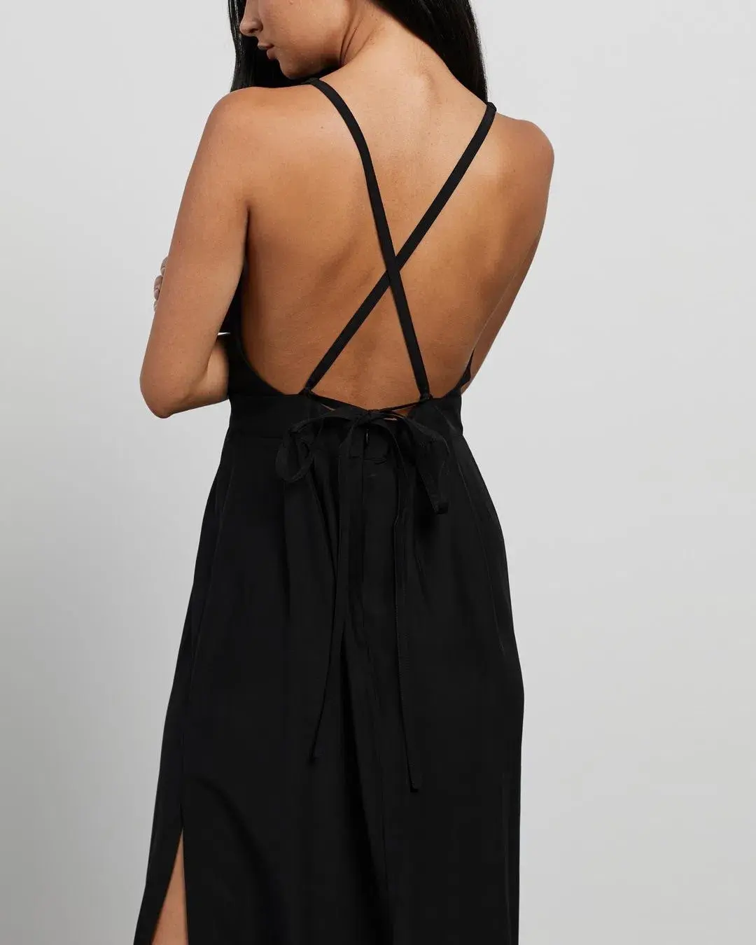 Matin Backless Silk Dress Black Size 10  - Image 4