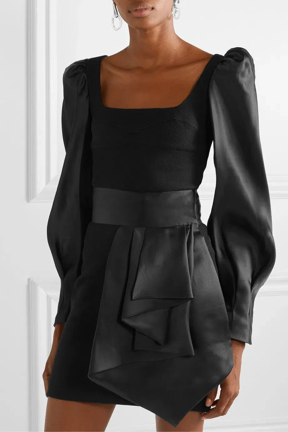 Silvia Tcherassi Dilek Wool-crepe And Silk-satin Mini Dress Size M - Image 2