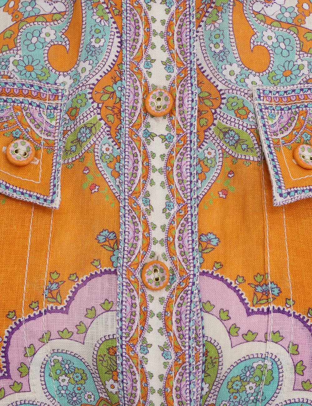 Zimmermann Lola Cuffed Playsuit Daisy Paisley Print Size 0 - Image 4