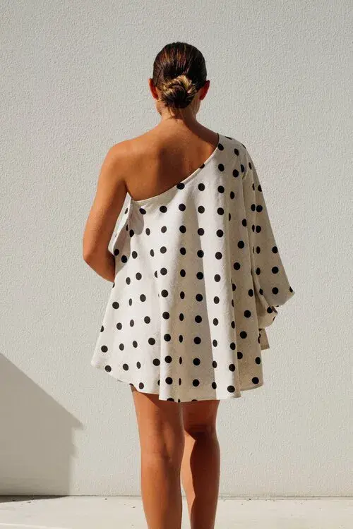 Isabella Longginou Natural Polka Dot Shirt & Short Set Print Size 8 - Image 2