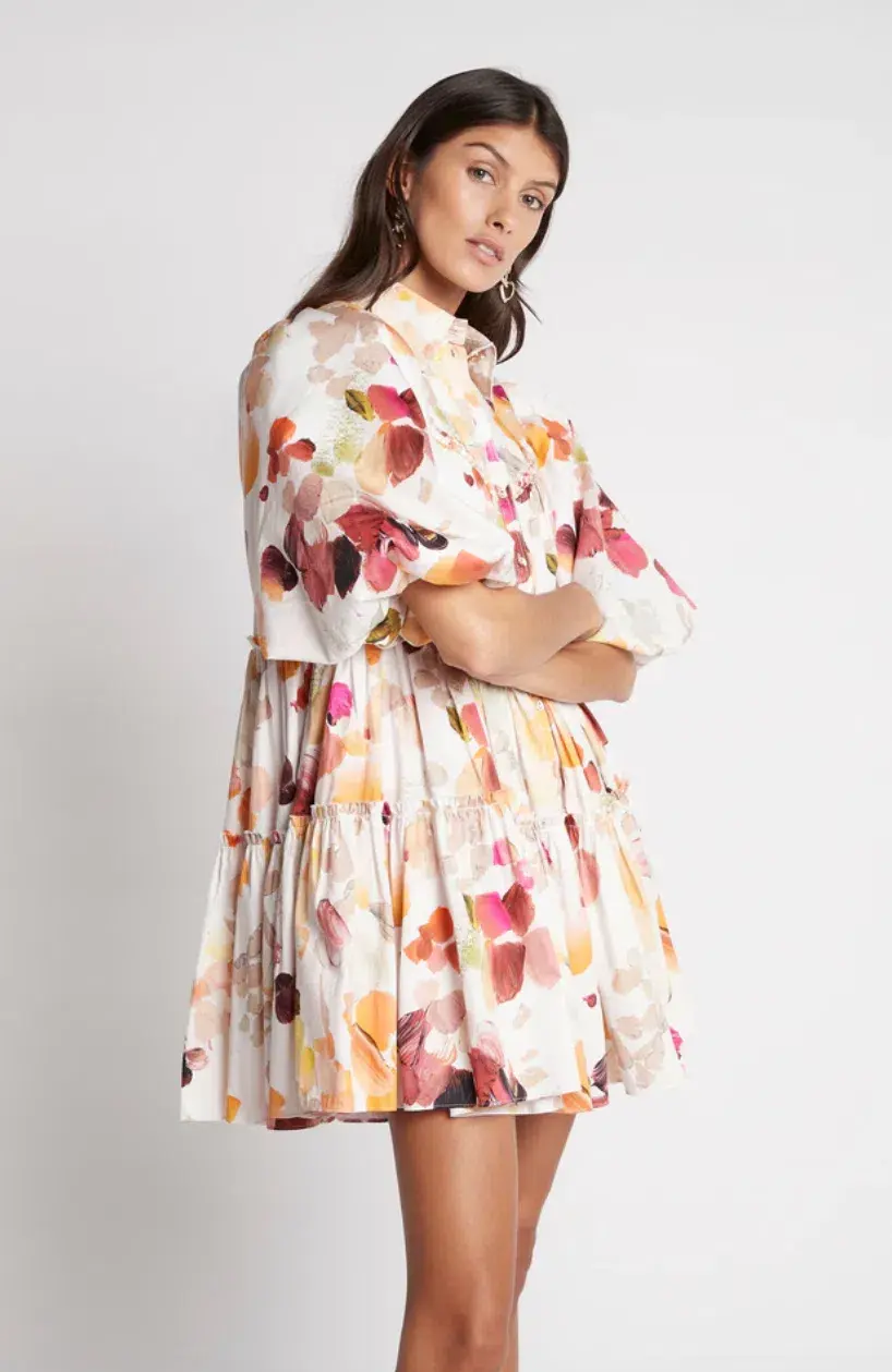AJE Dassia Puff Sleeve Shirt Smock Dress White Size 12  - Image 2