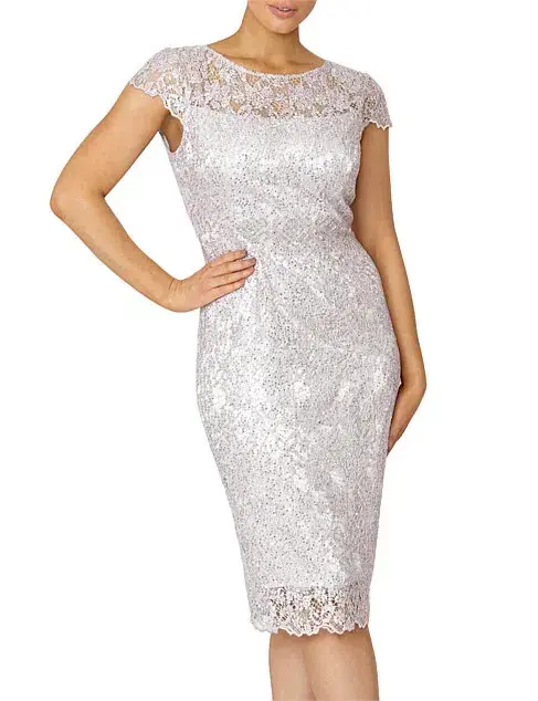 Anthea Crawford  Venetia Sequin Lace Dress Dusk Pink Size 8   - Image 1