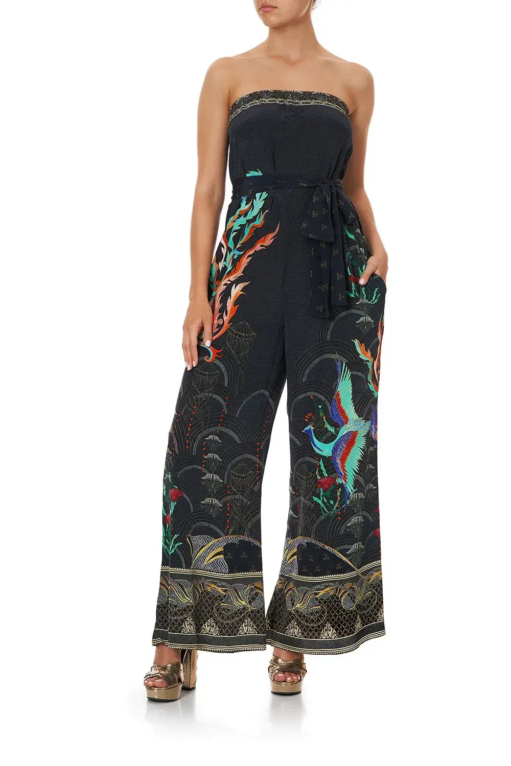 Camilla Wise Wings Tie Waist Strapless Jumpsuit Size S - Image 4