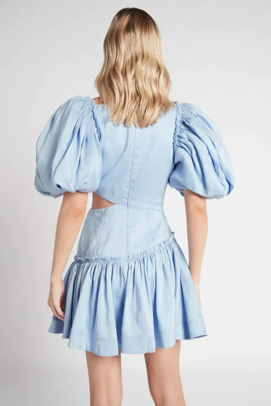 Aje Chateau Mini Dress Sky Blue Size 8 for rent on The Volte - main image