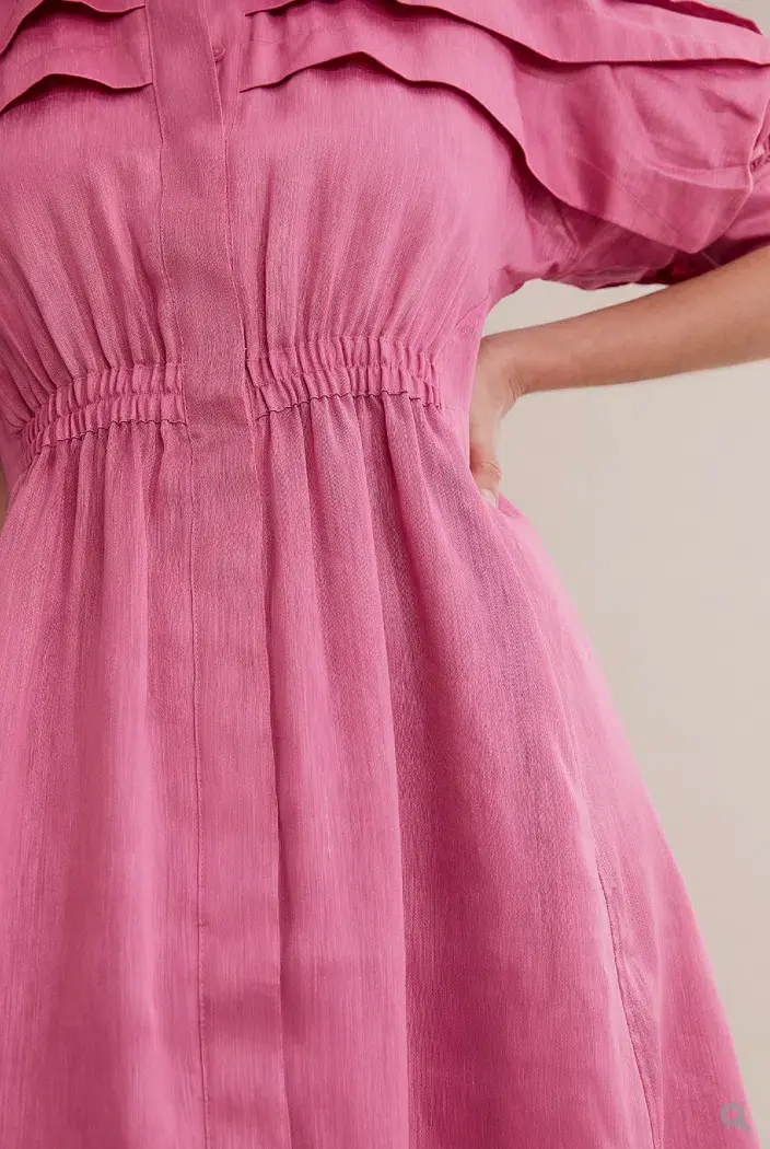 Country Road Pleat Detail Midi Dress Pink Size 6 - Image 3