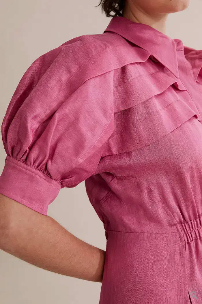 Country Road Pleat Detail Midi Dress Pink Size 6 - Image 4