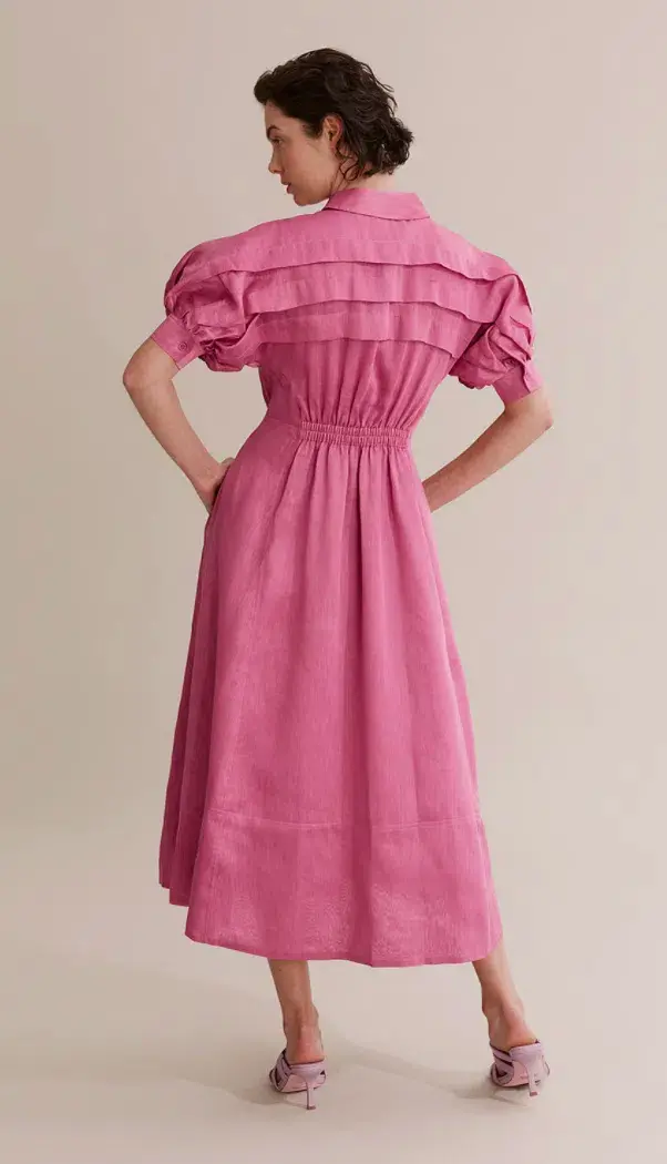 Country Road Pleat Detail Midi Dress Pink Size 6 - Image 2