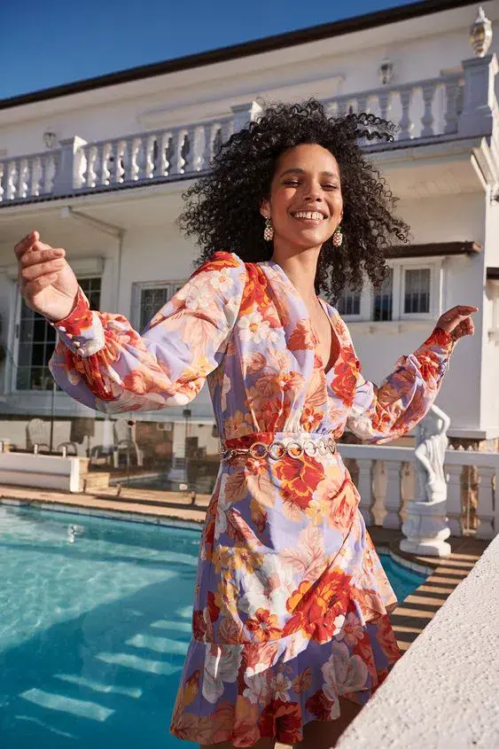 Sheike Monaco Floral Dress Print Size 10 - Image 3