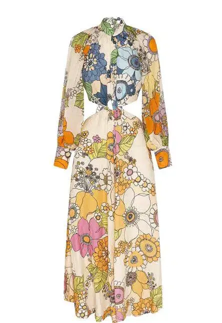 Alemais Farrah Cut Out Midi Dress Print Size 10 - Image 3
