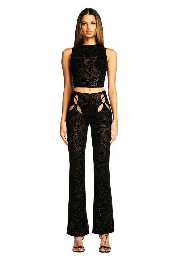 I.AM.GIA Amina Top Black Burnout Size S - Image 1