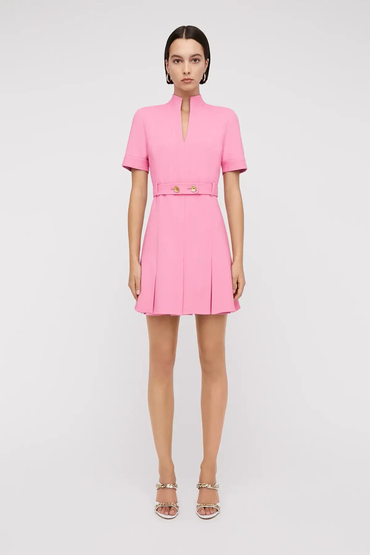 Scanlan Theodore Tailored Pleat Mini Dress Pink Size 10 - Image 1