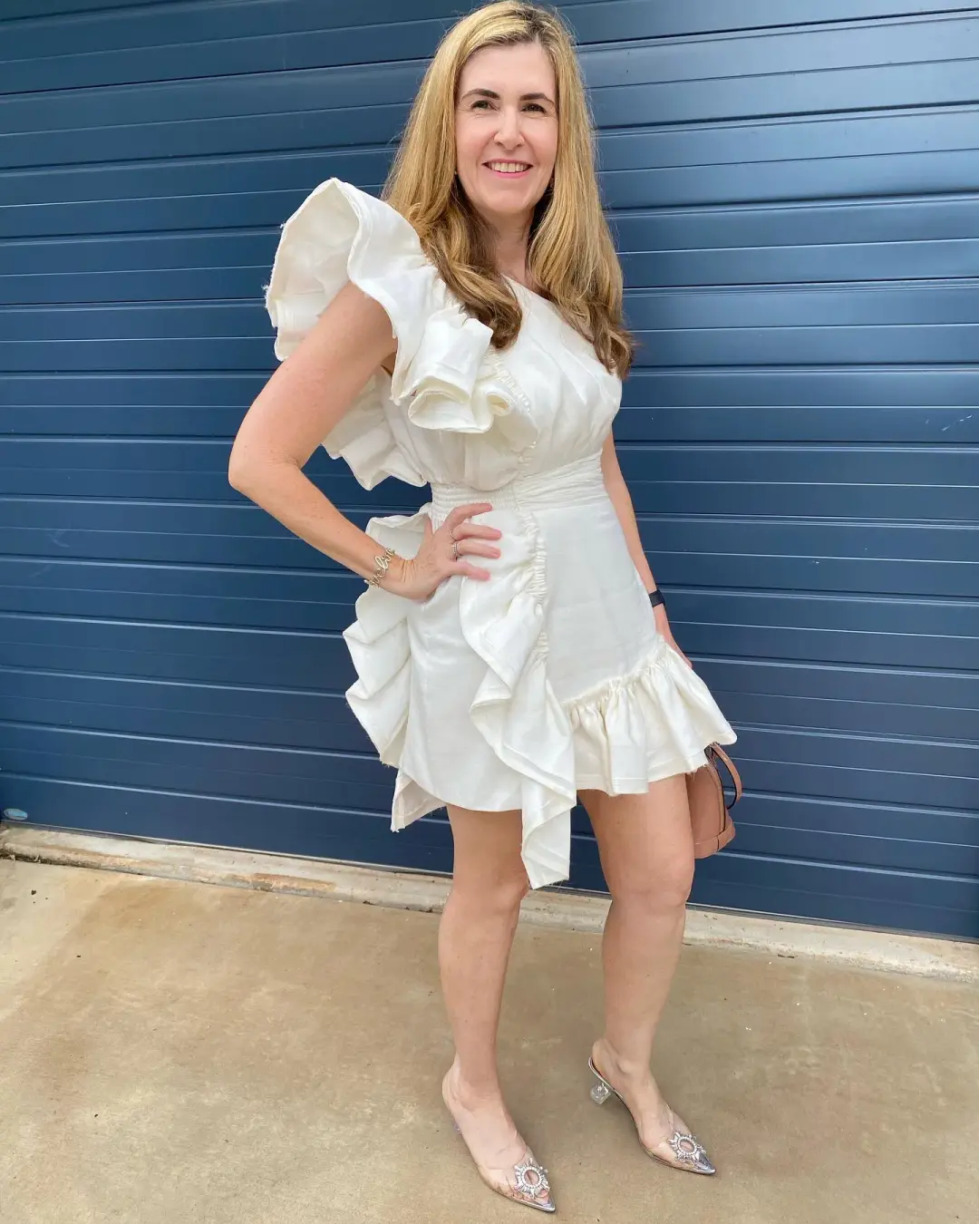 Aje White Bonjour Asymmetric Mini Dress White Size 14 for rent on The Volte - main image