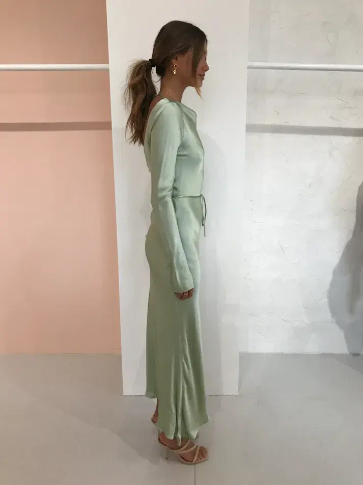 Bec & Bridge Crest Long-Sleeve Midi Dress - Peppermint Green - Size 10 - Image 3