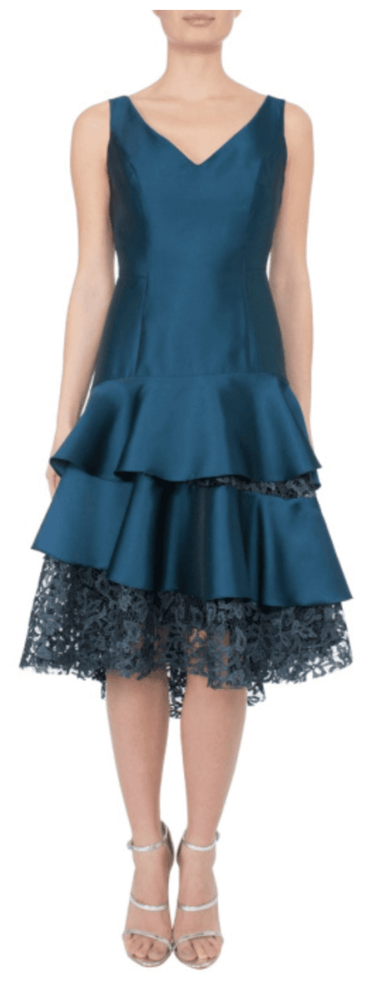 Petrol Twill Dress Anthea Crawford Formal Dress - Image 2