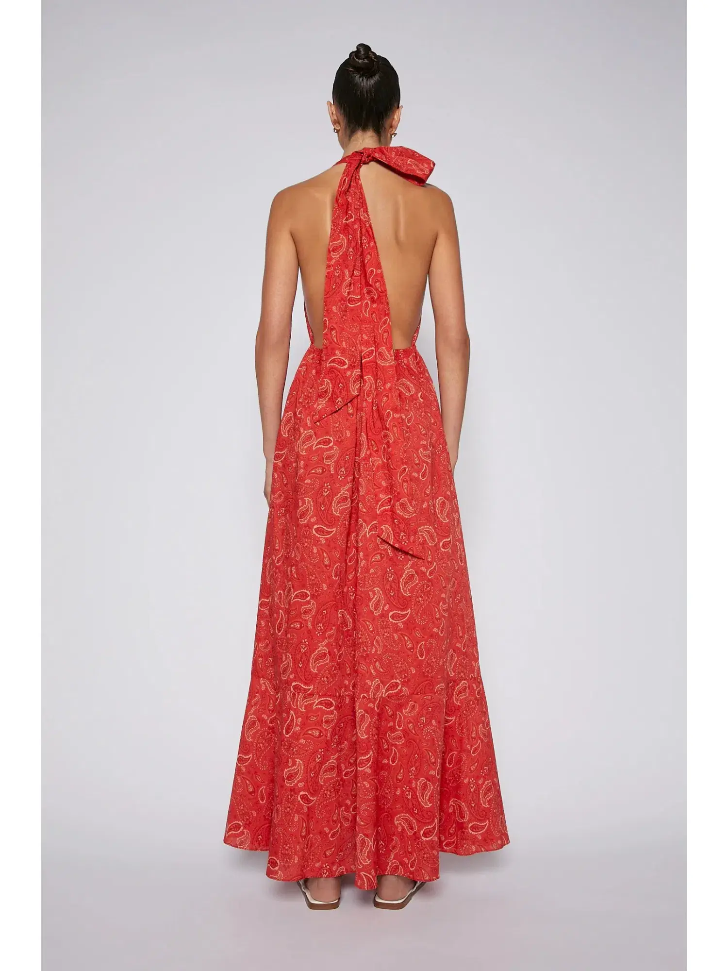 Scanlan Theodore Paisley Cotton Halter Dress Red Size AU 8 - Image 4