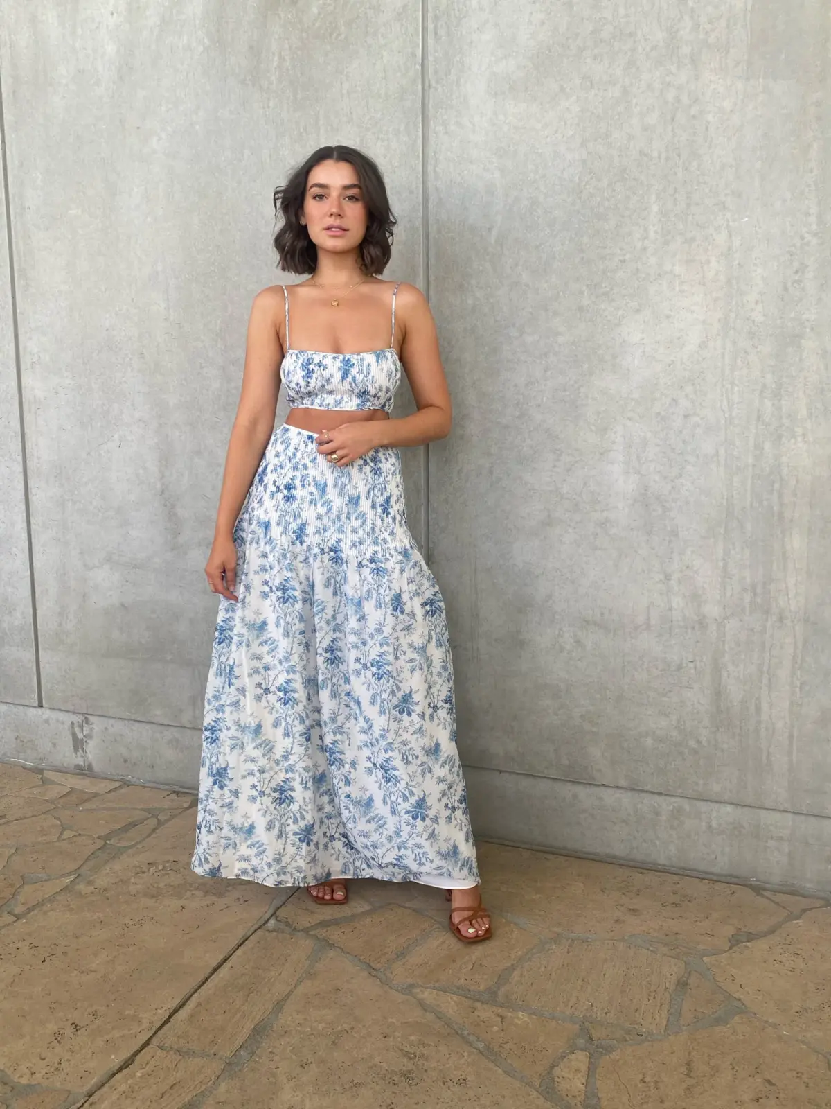 Sir the Label Clementine Crop and Maxi Skirt Set in Blue Print Size 1 / AU 8 - Image 2
