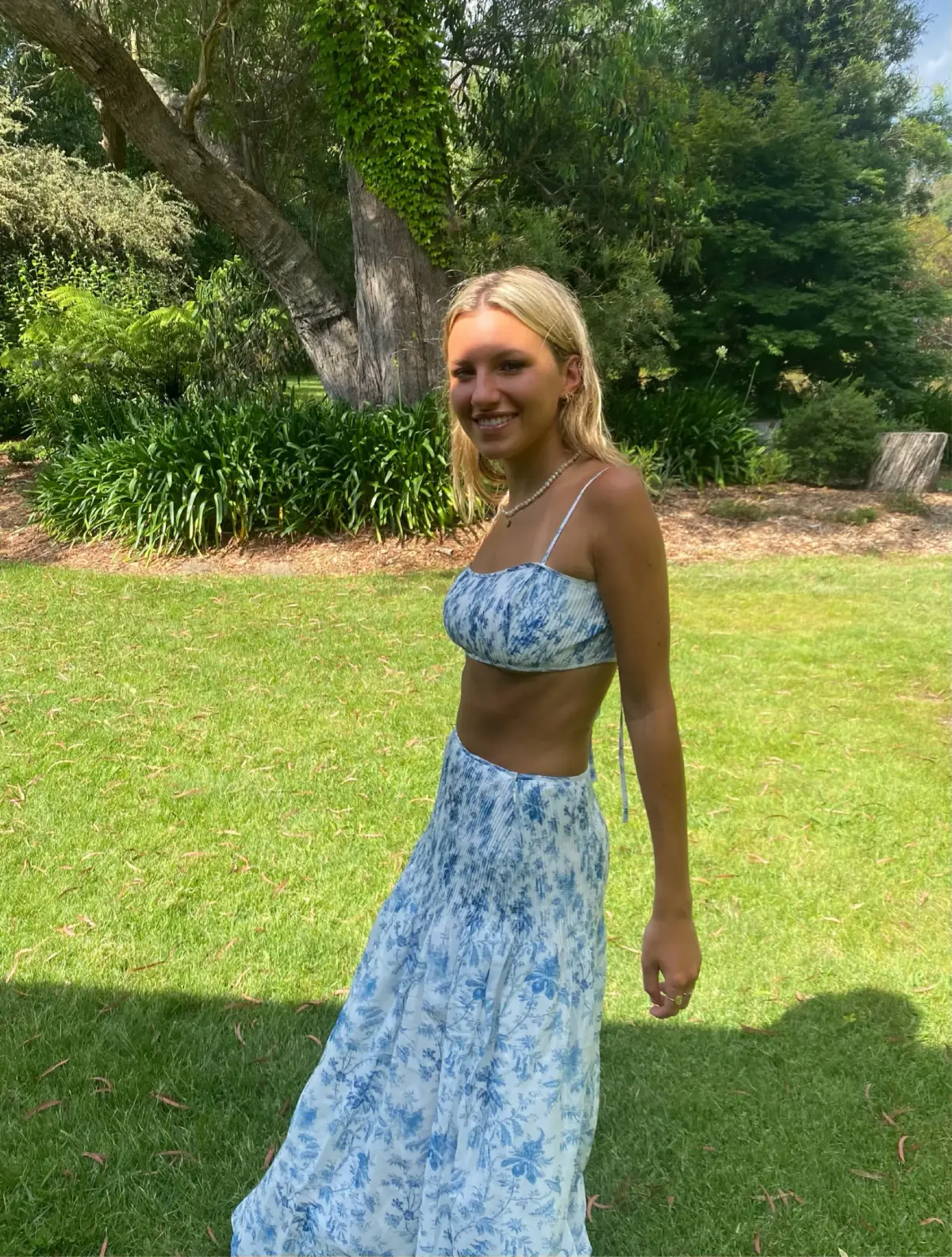 Sir the Label Clementine Crop and Maxi Skirt Set in Blue Print Size 1 / AU 8 - Image 6