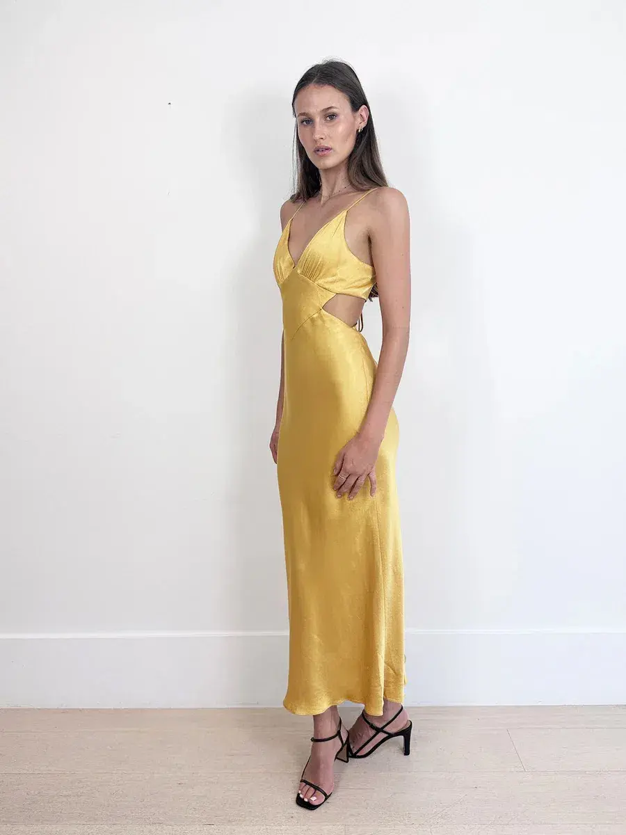 Shona Joy Alma Backless Midi Dress Saffron Size 8  - Image 1