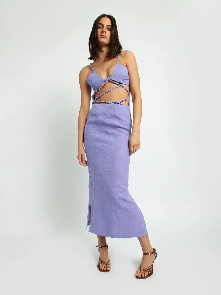 Christopher Esber Lattice Bra Dress Purple Size 6 for rent on The Volte - main image