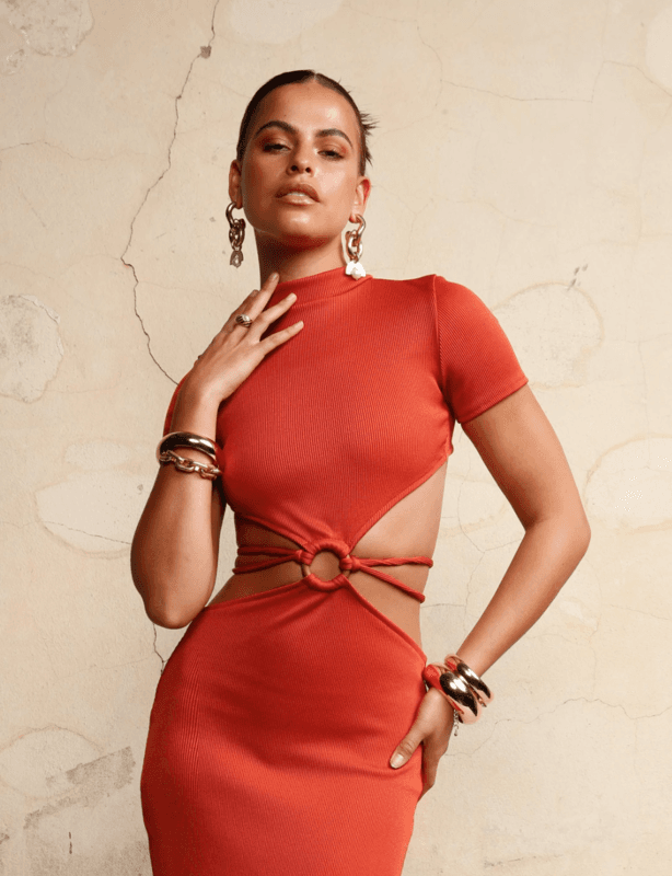 Arcina Ori Sara Knit Dress Burnt Orange Size S for rent on The Volte - main image