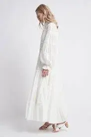 Aje Serenity Cutout Tiered Cotton Shirt Dress White Size 10  - Image 2