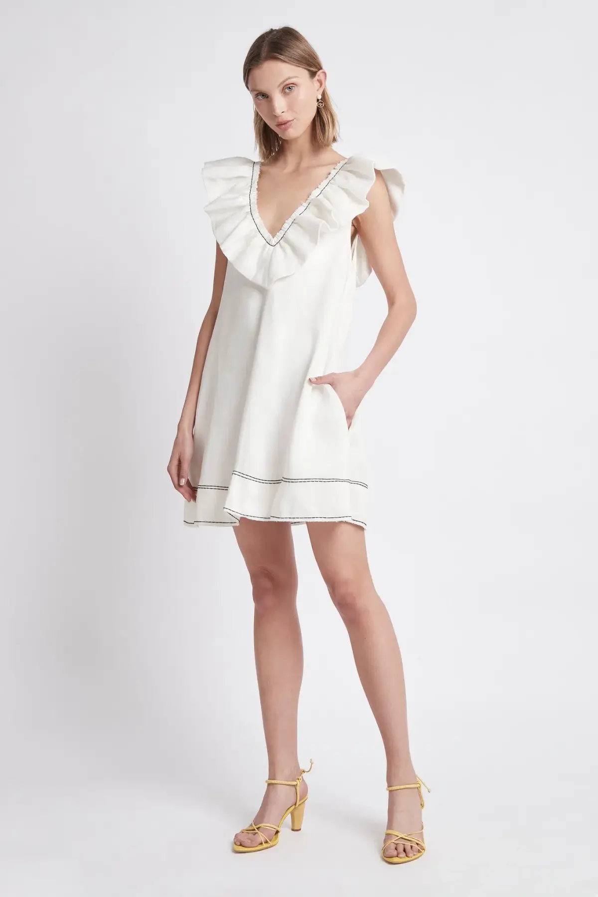 Aje Solitude Sleeveless Shift Mini Dress White Size 12  - Image 1
