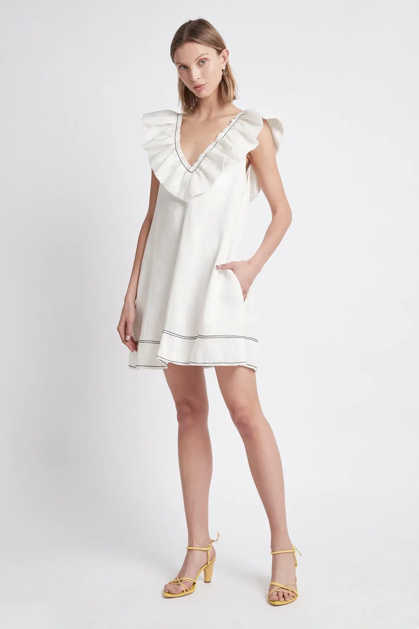 Aje Solitude Sleeveless Shift Mini Dress White Size 12  - Image 1