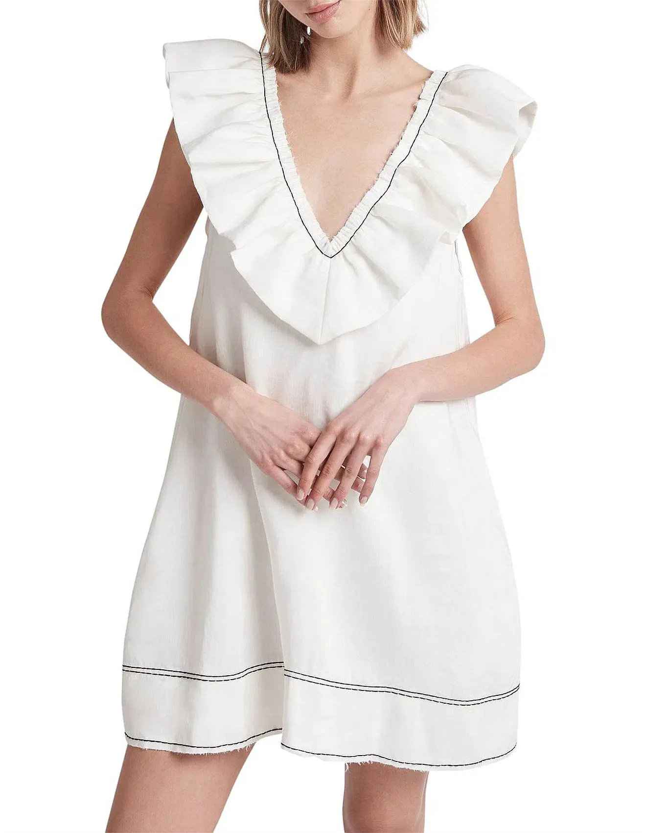 Aje Solitude Sleeveless Shift Mini Dress White Size 12  - Image 2