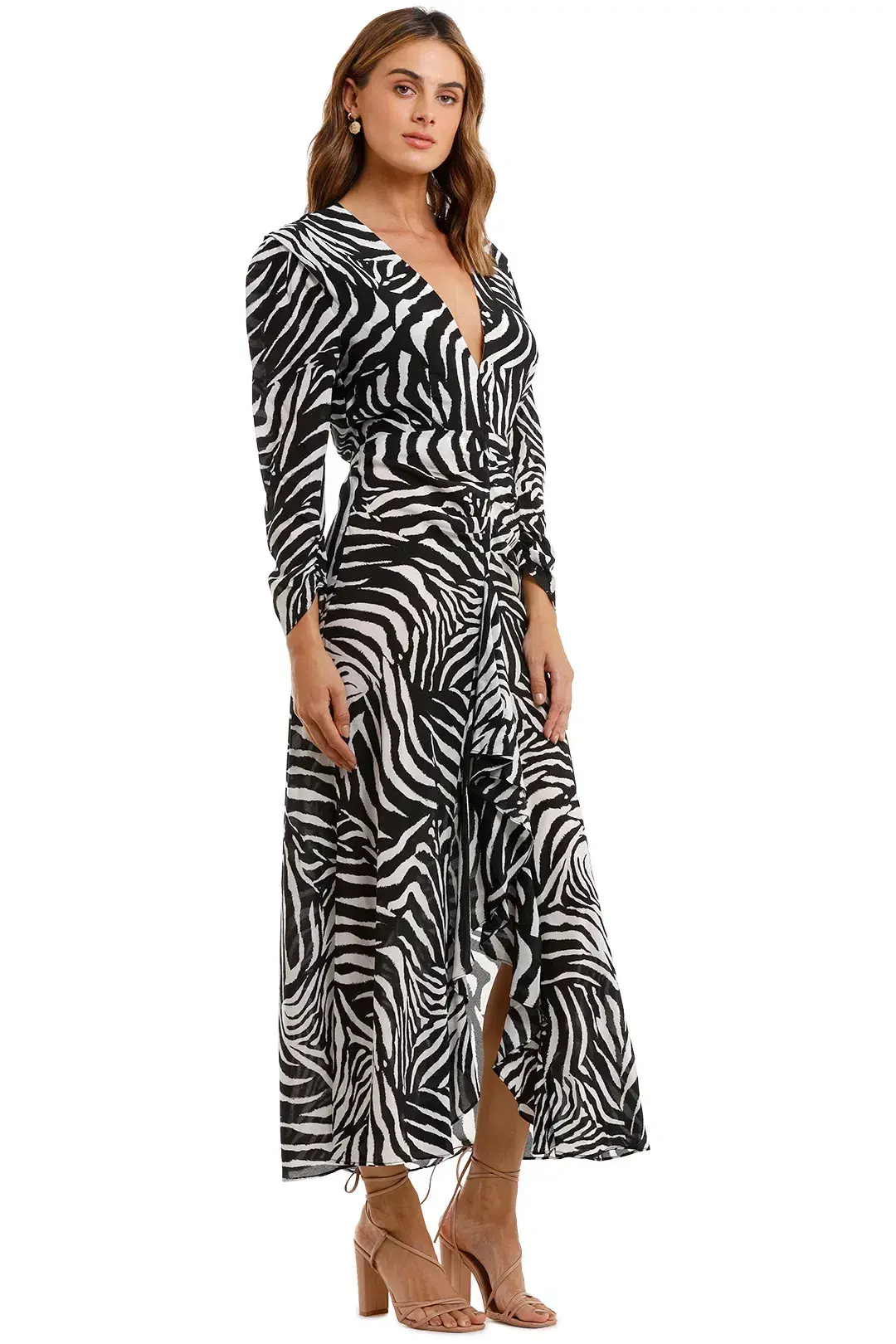 RIXO London Paloma Zebra Maxi Dress Print Size 12  for rent on The Volte - main image