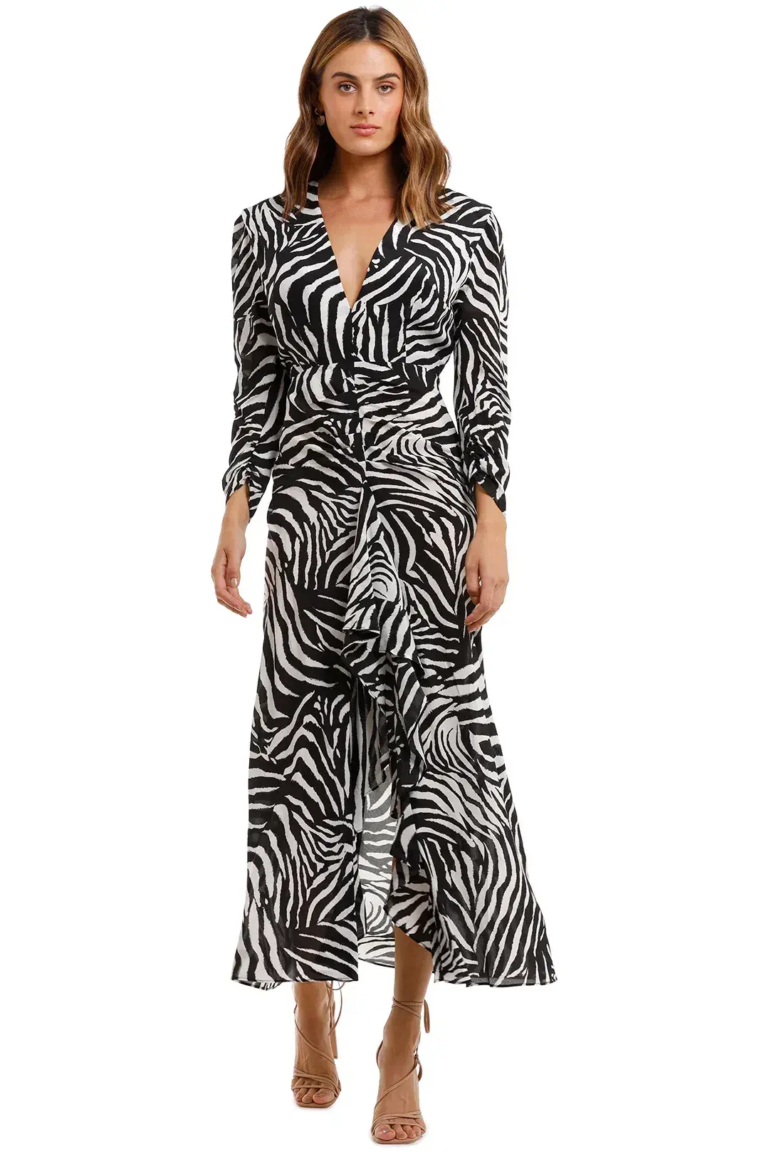 RIXO London Paloma Zebra Maxi Dress Print Size 12  for rent on The Volte - main image