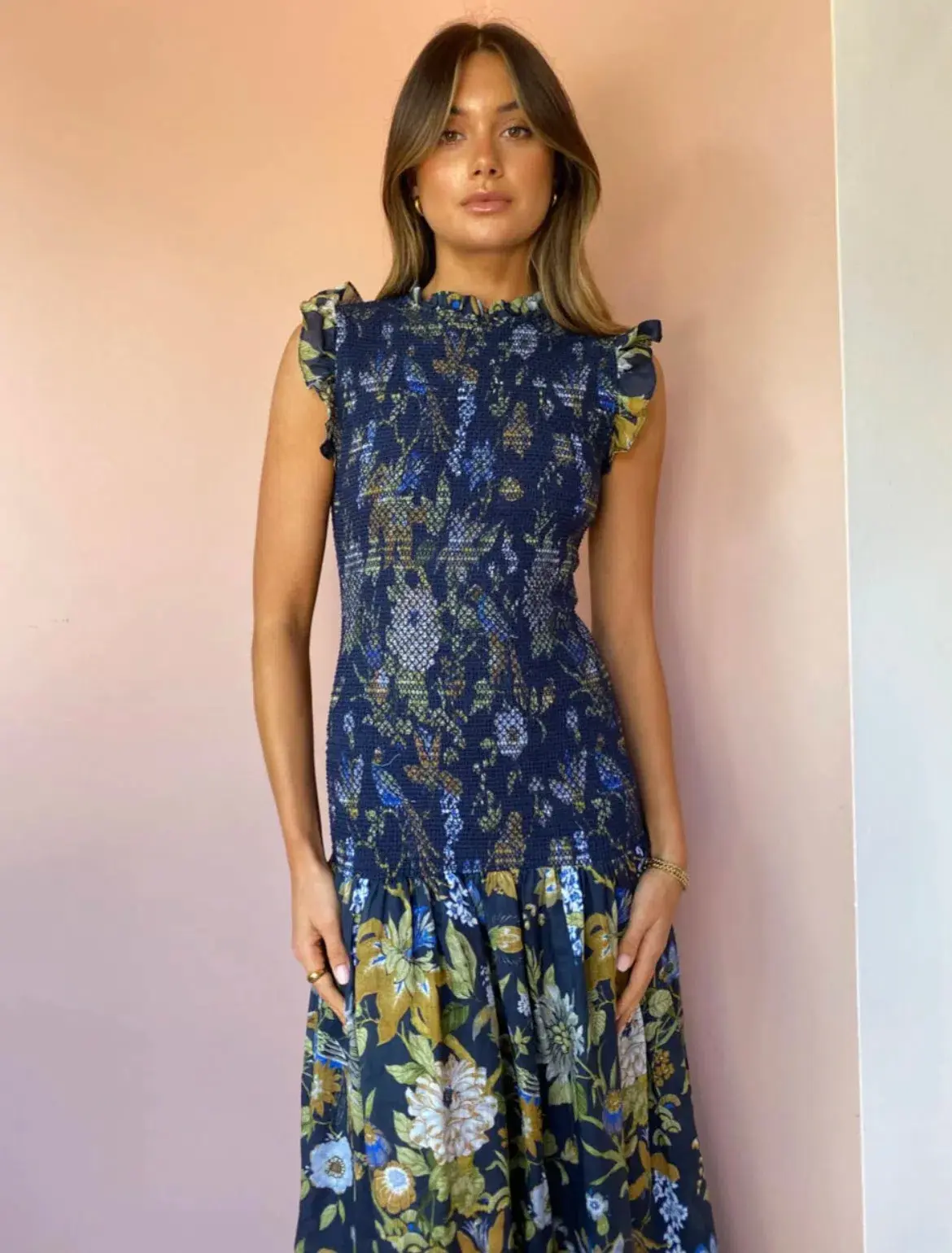 Sir the Label Diana Smocked Midi Dress Print Size 6 - Image 5