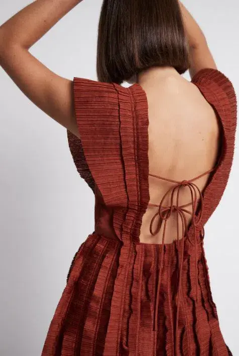 Aje Hybrid Midi Dress Burgundy Size 8 - Image 2