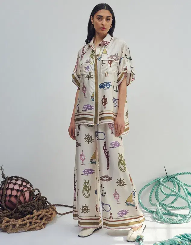 Alemais Ships Ahoy Man Shirt and Pants Set Print Size 8 - Image 2